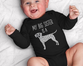 My Big Brother / Sister is a Dalmatian Long Sleeve Baby Bodysuit, Dog Baby Boy Baby Girl Clothes, One Piece Romper, Dog Baby Shower Gift