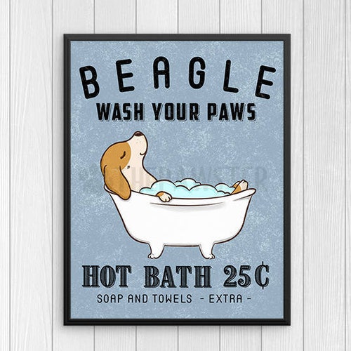 Beagle Bathroom Wall Decor Dog Funny Bathroom Art Print Wall - Etsy