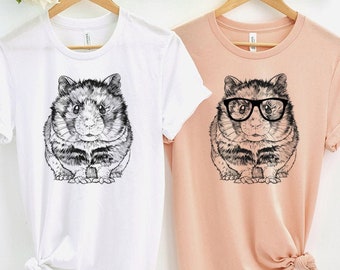 Hamster Shirt, Nerdy Glasses Rat Lover Tee Tshirt, Hipster Animal Muscle Tank Top, Hamster Pet Mom Dad Mama Gift, Boy Girl Kids Youth Shirt