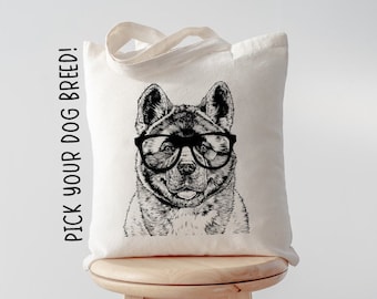 Personalized Dog Tote Bag, Dog Mom Canvas Shopping Bags, Custom Dog Tote Bag, Cute Dog Breed Funny Canvas Tote, Dog Lovers Gift