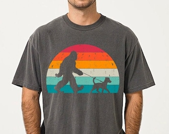Funny Bigfoot Shirt, Jack Russell Terrier Dad Gift, Retro Comfort Colors Dog Shirt, Bigfoot Walking a Dog Tshirt, Sasquatch Dog Lover Gift