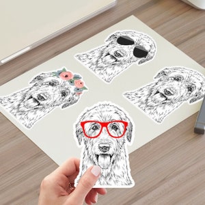 Irish Wolfhound Sticker Sheet, Vinyl Stickers, Floral Sunglasses Dog Laptop Sticker, Funny Car Decal, Planner, Skateboard, Macbook Sticker