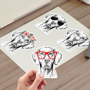 Feuille d’autocollant Vizsla, Autocollants en vinyle pour chien, Autocollant pour ordinateur portable pour chien lunettes de soleil florales, Autocollant de voiture drôle, Planificateur, Skateboard, Autocollant Macbook