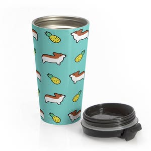 Corgi Pineapple Dog Travel Mug, Stainless Steel Coffee Travel Mug, Dog Outdoor Insulated Tumbler Cup Bottle, Dog Lover Gift
