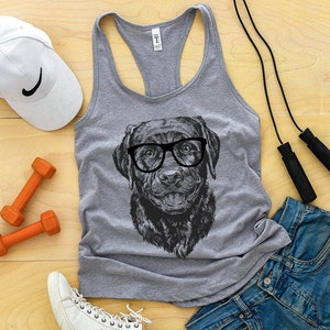 Labrador Retriever Tank Top, Hipster Nerdy Dog Yoga Workout Tank Top for Women, Gym Muscle Tank, Racerback Tank, Lab Mom Gift
