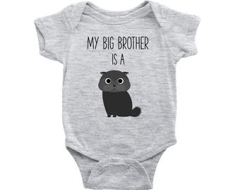 My Big Brother is a Black Cat Baby Bodysuit, Cat Lover Baby Clothes, Infant Baby Boy, Baby Girl Bodysuit, Newborn Baby Shower Gift