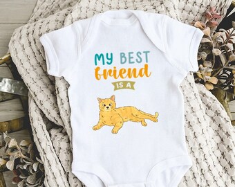 My Best Friend is a Orange Tabby Cat Baby Bodysuit, Baby Boy Baby Girl Clothes, Cat Baby Shower Gift, Toddler Kids Tee, Baby Announcement