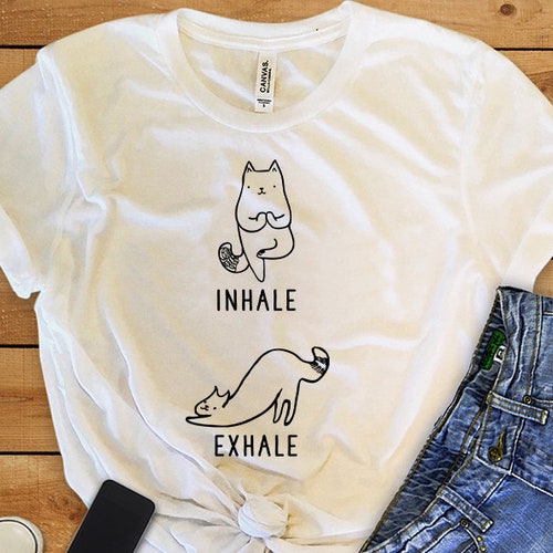 Inhale Exhale Cat Yoga T-shirt Heather 
