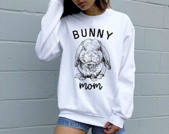 Bunny Mom Sweatshirt, Rabbit Mama Hoodie, Animal Unisex Crewneck Sweatshirts, Sweater, Rabbit Mom Gifts