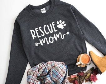 Rescue Mom Sweatshirt, Rescue Dog Mom Hoodie, Rescue Dog Crewneck Sweatshirts, Sweater, Rescue Dog Mom Gift, Mother's Day Gift