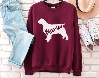 English Springer Spaniel Mama Sweatshirt, Dog Mom Hoodie, Floral Dog Silhouette Crewneck Sweatshirts, Dog Mom Sweater, Gifts
