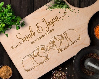 Personalized Cutting Board, Custom Guinea Pig Wood Cutting Board, Newlywed Wedding Gift, Valentine Anniversary Housewarming Gifts