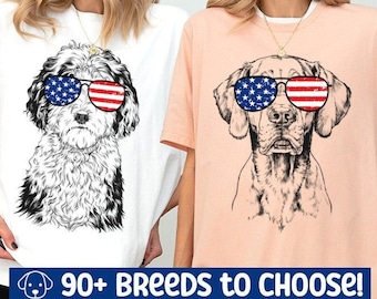 Custom Dog 4th of July Shirt, Dog Breed Fourth of July Tshirt, Personalized Dog Mom 4th July Tank Top America Patriotic Independence Day Tee