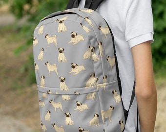 Pug Backpack, Dog Laptop Bag, Women's Travel Backpack, Cute Pattern School Bag, College Backpack, Dog Mom Gift