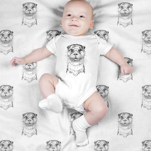 Otter Baby Blanket, Animal Swaddle Blanket Set, Newborn Photo Prop, Baby Animal Swaddle Set for Boy, Girl, Baby Shower Gift