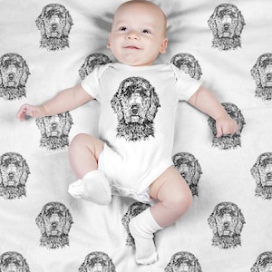 Goldendoodle Baby Blanket, Labradoodle Dog Swaddle Blanket Set, Newborn Photo Prop, Cute Dog Swaddle Set for Boy, Girl, Baby Shower Gift