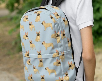 French Bulldog Backpack, Frenchie Dog Laptop Bag, Women's Travel Backpack, Cute Pattern School Bag, College Backpack, Dog Mom Gift