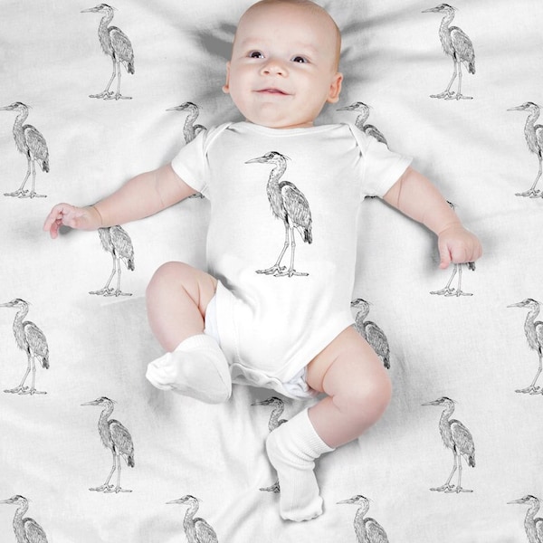 Heron Baby Blanket, Tall Bird Animal Swaddle Blanket Set, Newborn Photo Prop, Baby Animal Swaddle Set for Boy, Girl, Baby Shower Gift