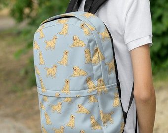 Golden Retriever Puppy Isolated On Blue School Travel Outdoor Backpack Ideal Versatile Shoulder Bag Backpack for Men Women,Plenty of Storage Bag,Sports Backpack Golden Retriever Puppy Isolated On Blue School Travel Outdoor Backpack Ideal Versatile Shoulder Bag Backpack for Men Women,Plenty of Storage Bag,Sports Backpack