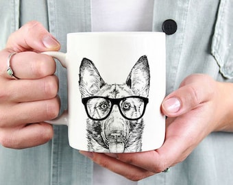 Belgian Malinois Mug, Dog Coffee Mugs, Hipster Nerdy Dog Mom Dog Dad Coffee Mug 15 oz 11 oz, Belgian Shepherd Mom Gifts Cup Mug, Glass