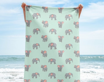 Elephant Beach Towel, Bath Towel, Cute Safari Animal Towel, Elephant Lover Gift