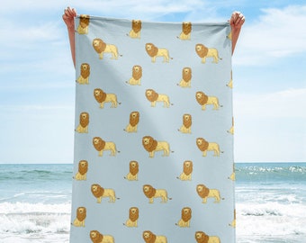 Lion Beach Towel, Bath Towel, Cute Safari Animal Towel, Lion Lover Gift
