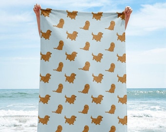 Dachshund Beach Towel, Doxie Mom Bath Towel, Cute Weenie Wiener Dog Mom Dog Dad Towel, Dog Lover Gift