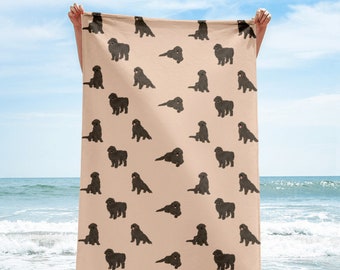 Labradoodle Beach Towel, Black Doodle Mom Bath Towel, Cute Dog Mom Dog Dad Towel, Dog Lover Gift