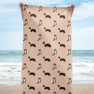 Border Collie Beach Towel, Border Collie Mom Bath Towel, Cute Dog Mom Dog Dad Towel, Dog Lover Gift