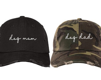 Dog Mom Distressed Hat, Dog Dad Embroidered Baseball Hats, Dog Lover Camo Dad Hat, Fur Mom Women Cap, Rescue Dog Mom Gift, Dog Dad Gift