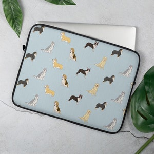 Dog Breed Laptop Sleeve, Dog Mom Laptop Sleeve, Macbook Case, 13 inch, 15 inch Laptop Cover, Macbook Cover, Dog Lover Laptop Bag