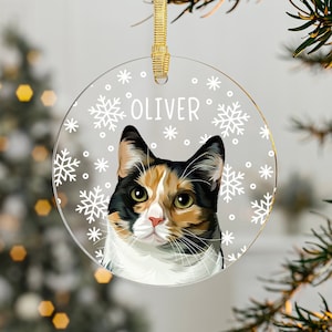 Personalized Cat Ornament Custom Cat Photo Ornament Pet Portrait Drawing Christmas Ornament Custom Kitten Picture Ornament Memorial Ornament