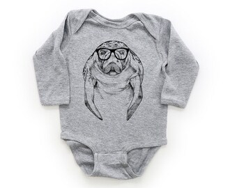 Manatee Baby Bodysuit, Animal Baby Clothes, Sea Cow Baby Boy Outfit, Girl Shirt, Funny Baby Shower Gift, Toddler Kids Tshirt Youth Tee