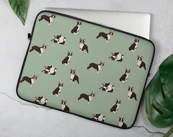 Boston Terrier Laptop Sleeve, Dog Mom Laptop Sleeve, Macbook Case, 13 inch, 15 inch Laptop Cover, Macbook Cover, Dog Lover Laptop Bag