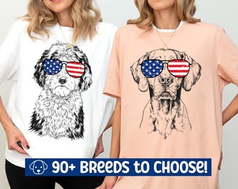 Custom Dog 4th of July Shirt, Dog Breed Fourth of July Tshirt, Personalized Dog Mom 4th July Tank Top America Patriotic Independence Day Tee