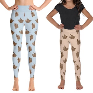 Sloth Leggings, Animal Pattern Women Leggings for Gym, Yoga Leggings, Yoga Pants, Kids Tights Youth Leggings, Sloth Gifts