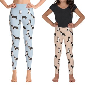 Border Collie Leggings, Dog Pattern Women Leggings for Gym, Yoga Leggings, Yoga Pants, Kids Tights Youth Leggings, Dog Lover Gift