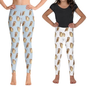 Owl Leggings, Animal Pattern Women Leggings for Gym, Yoga Leggings, Yoga Pants, Kids Tights Youth Leggings, Owl Gifts