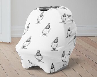 Pigeon Baby Car Seat Cover, Bird Lovers Baby Carseat Canopy, Cute Car Seat Canopy for Boys Girls, Newborn Animal Theme Baby Shower Gift