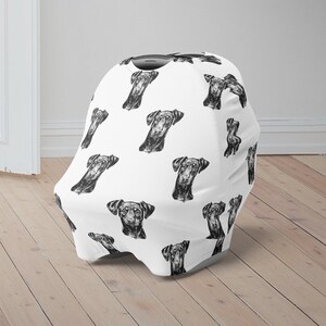 Doberman Baby Car Seat Cover, Dog Baby Carseat Canopy, Cute Car Seat Canopy for Boys Girls, Dog Newborn Baby Shower Gift