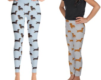 Dachshund Leggings, Doxie Weenie Dog Pattern Women Leggings for Gym, Yoga Leggings, Yoga Pants, Kids Tights Youth Leggings, Dog Lover Gift