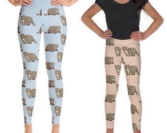 Raccoon Leggings, Animal Pattern Women Leggings for Gym, Yoga Leggings, Yoga Pants, Kids Tights Youth Leggings, Racoon Gifts