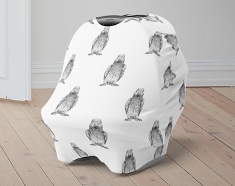 African Grey Parrot Baby Car Seat Cover, Bird Baby Carseat Canopy, Cute Car Seat Canopy for Boys Girls, Newborn Animal Baby Shower Gift