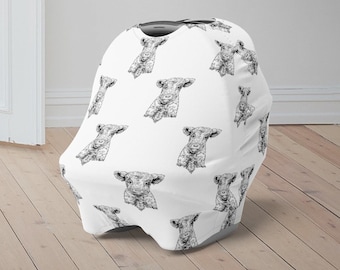 Baby Cow Baby Car Seat Cover, Farm Animal Baby Carseat Canopy, Cute Car Seat Canopy for Boys Girls, Newborn Animal Theme  Baby Shower Gift