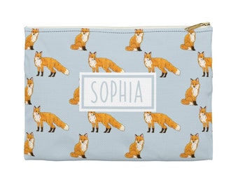 Personalised Pencil Case Girls Fox Foxes Woodland Make up Bag Gift Birthday Xmas