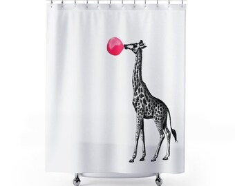 Giraffe Family Silhouette Fabric SHOWER CURTAIN 70x70 Night Star Sky Safari