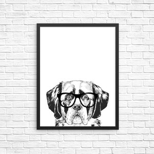 Saint Bernard Wall Art, St Bernard Dog Portrait Print, Farmhouse Sign, Wall Decor, Dog Nursery Decor, Poster, Kids Room Decor for Boy Girl