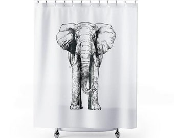Elephant Travel by Balloon Shower Curtain Waterproof Fabric Bathroom Hooks Mat Elephant Travel by Balloon Shower Curtain Waterproof Fabric Bathroom Hooks Mat
