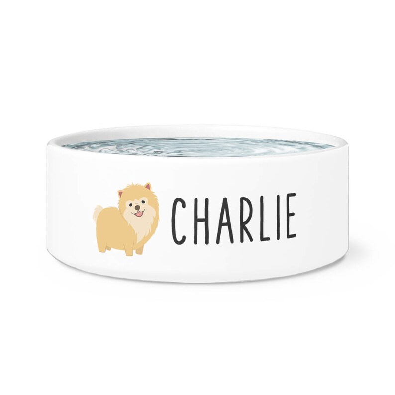 Personalized Pomeranian Dog Bowl Custom Name Dog Bowl Etsy