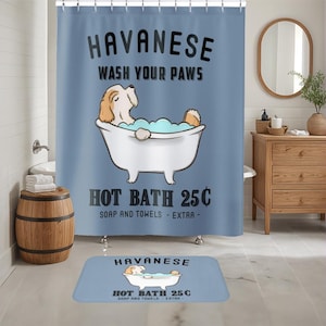 Havanese Decor, Havanese Shower Curtain, Bath Mat, Funny Dog Bathroom Decor, Dog Housewarming Gift, Havanese Mom Gift